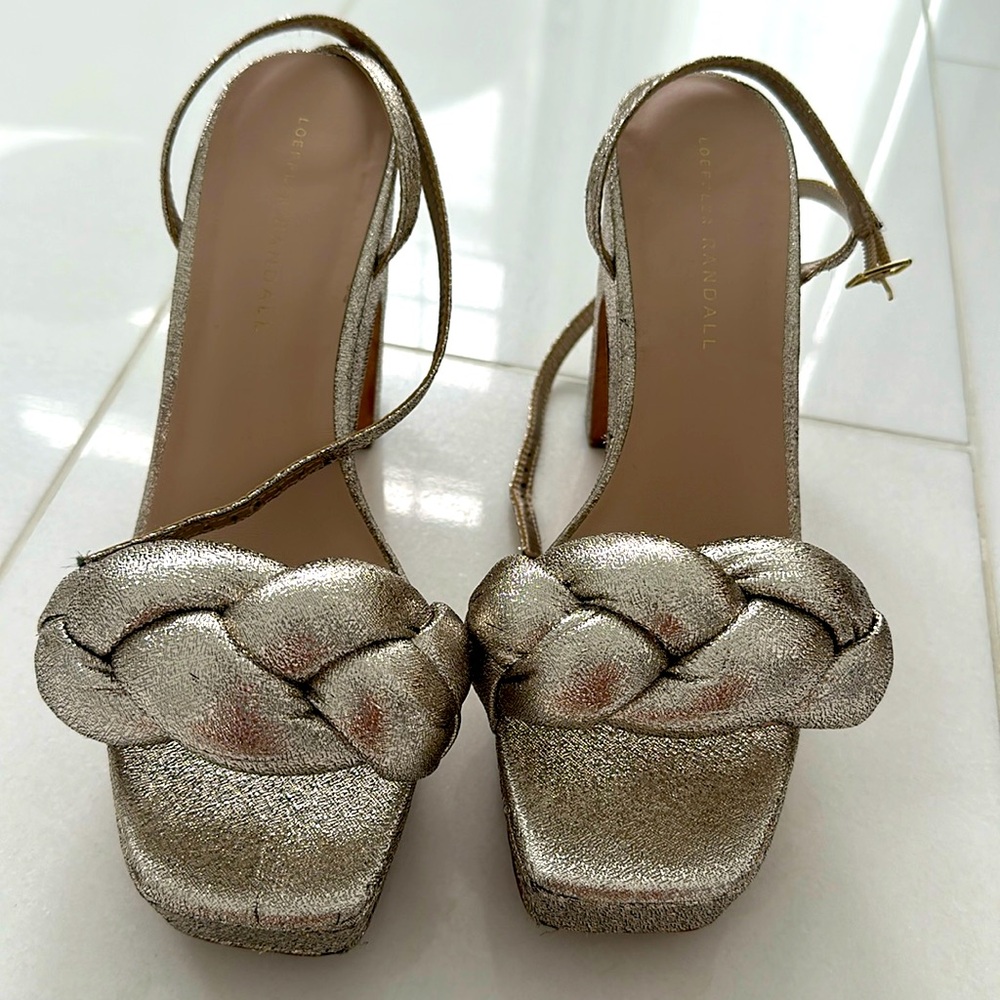 Loeffler Randall Sandal in gold pewter size 8.